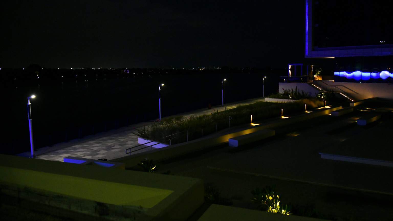 Solar boulevard lighting at night at the UAE