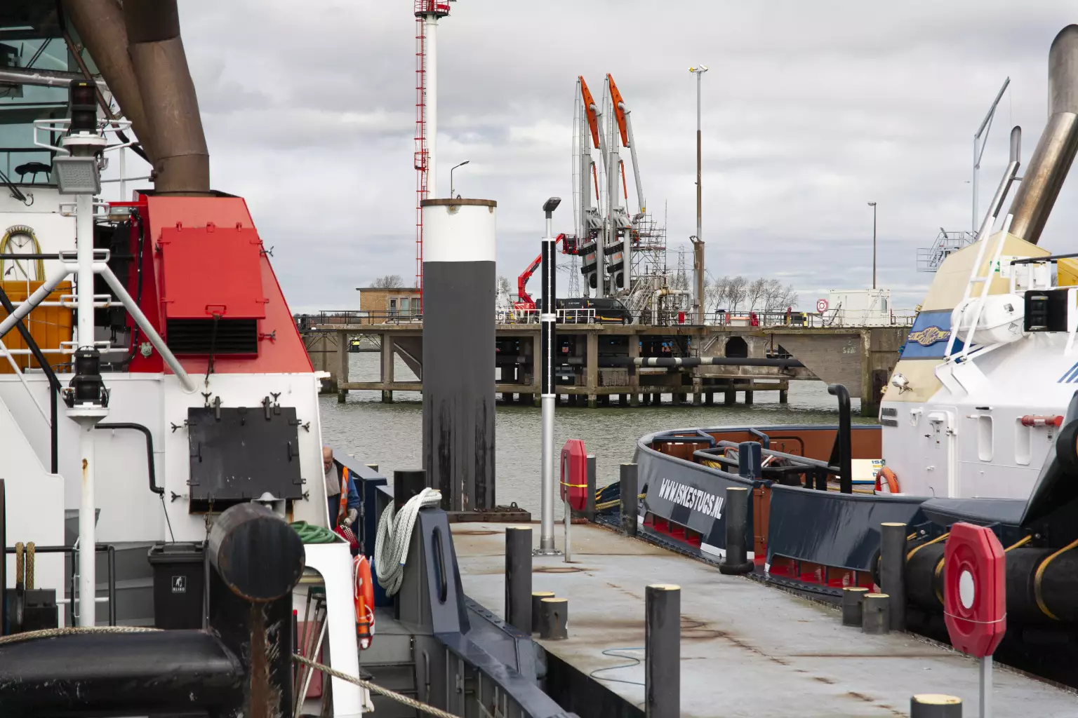 Industrial solar lighting at dock