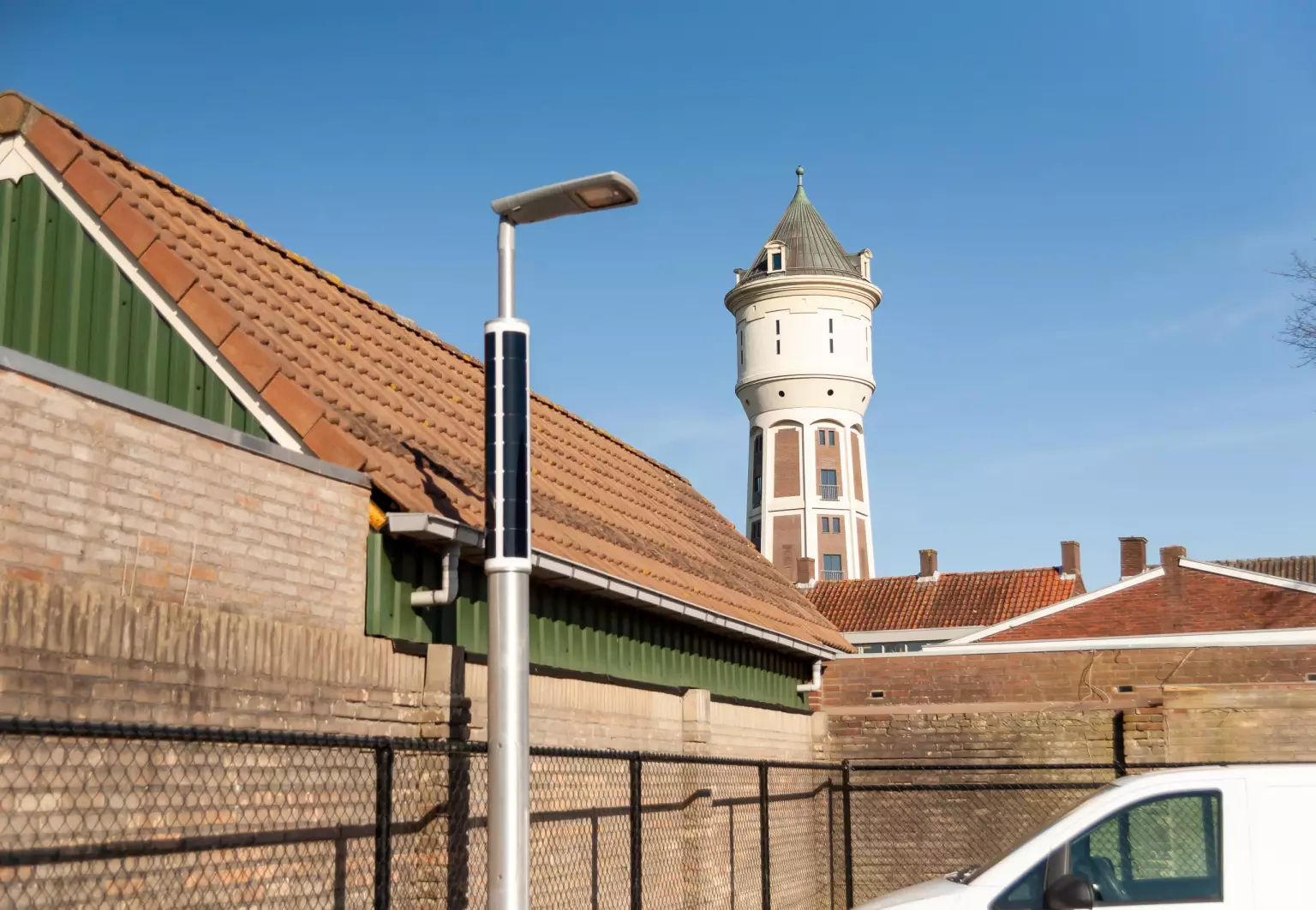 Solar parking lot lighting in residential area
